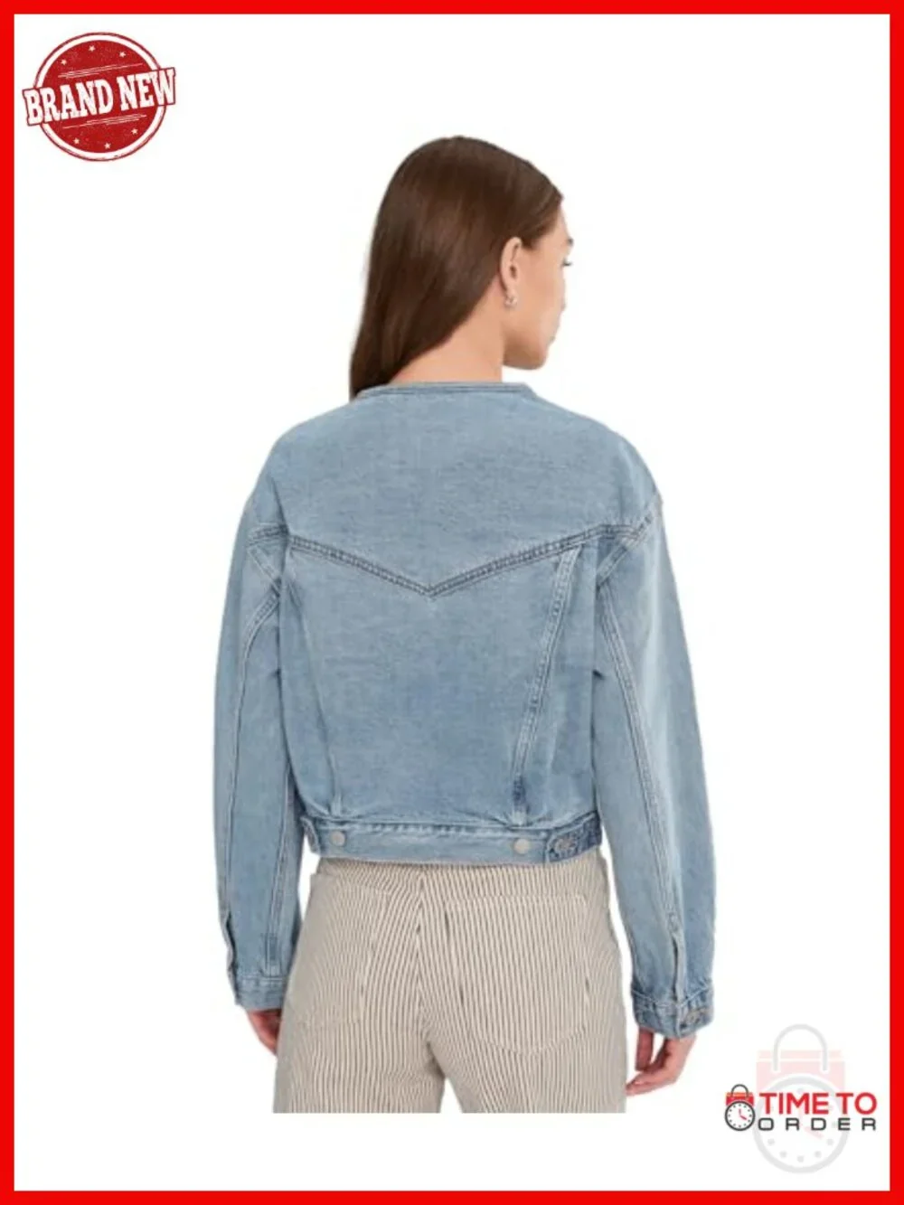 Collarless Shrunken 90s Trucker Jacket